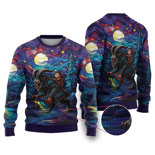 Stained Glass Krampus Ugly Christmas Sweater Gothic Christmas Myth - Wonder Print Shop
