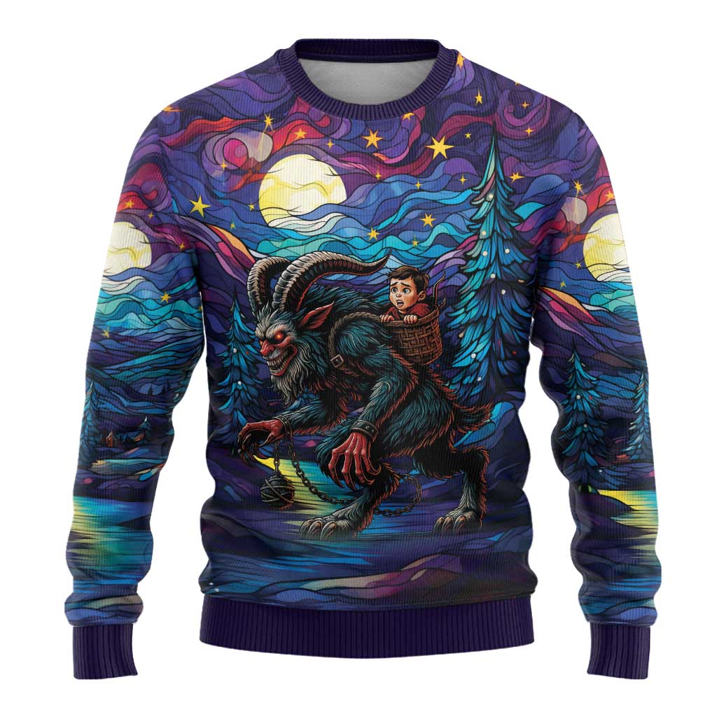 Stained Glass Krampus Ugly Christmas Sweater Gothic Christmas Myth - Wonder Print Shop
