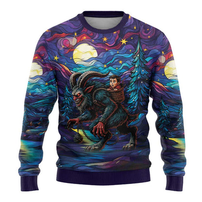 Stained Glass Krampus Ugly Christmas Sweater Gothic Christmas Myth - Wonder Print Shop