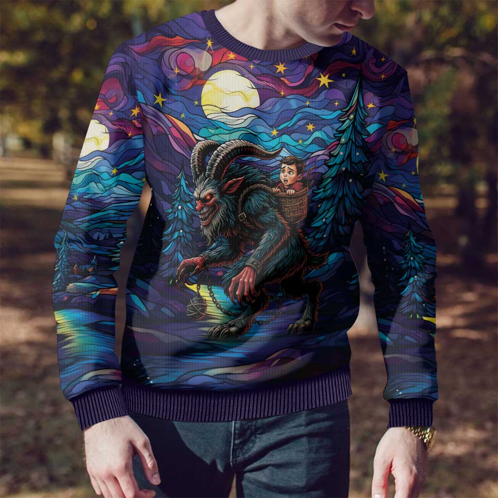 Stained Glass Krampus Ugly Christmas Sweater Gothic Christmas Myth - Wonder Print Shop