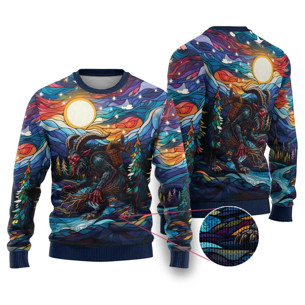 Stained Glass Krampus Ugly Christmas Sweater Folklore Horror Art - Wonder Print Shop