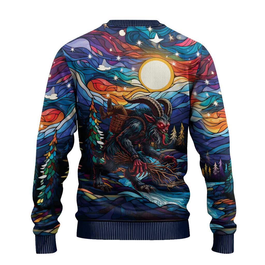 Stained Glass Krampus Ugly Christmas Sweater Folklore Horror Art - Wonder Print Shop