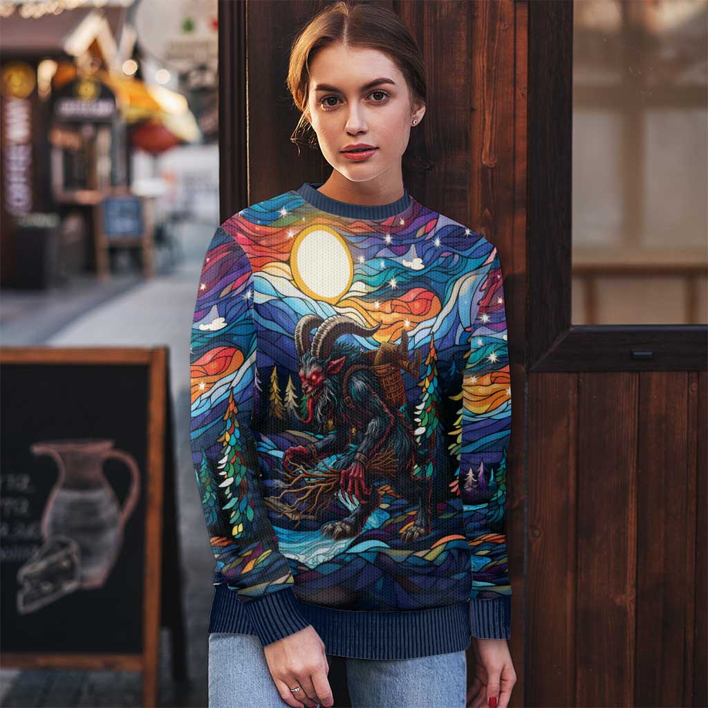 Stained Glass Krampus Ugly Christmas Sweater Folklore Horror Art - Wonder Print Shop