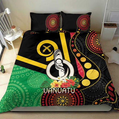 Tamtam Drum Vanuatu Bedding Set Boar Tusk Aboriginal Flag Style