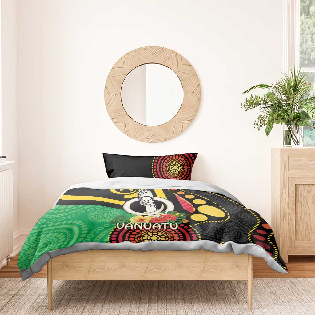 Tamtam Drum Vanuatu Bedding Set Boar Tusk Aboriginal Flag Style