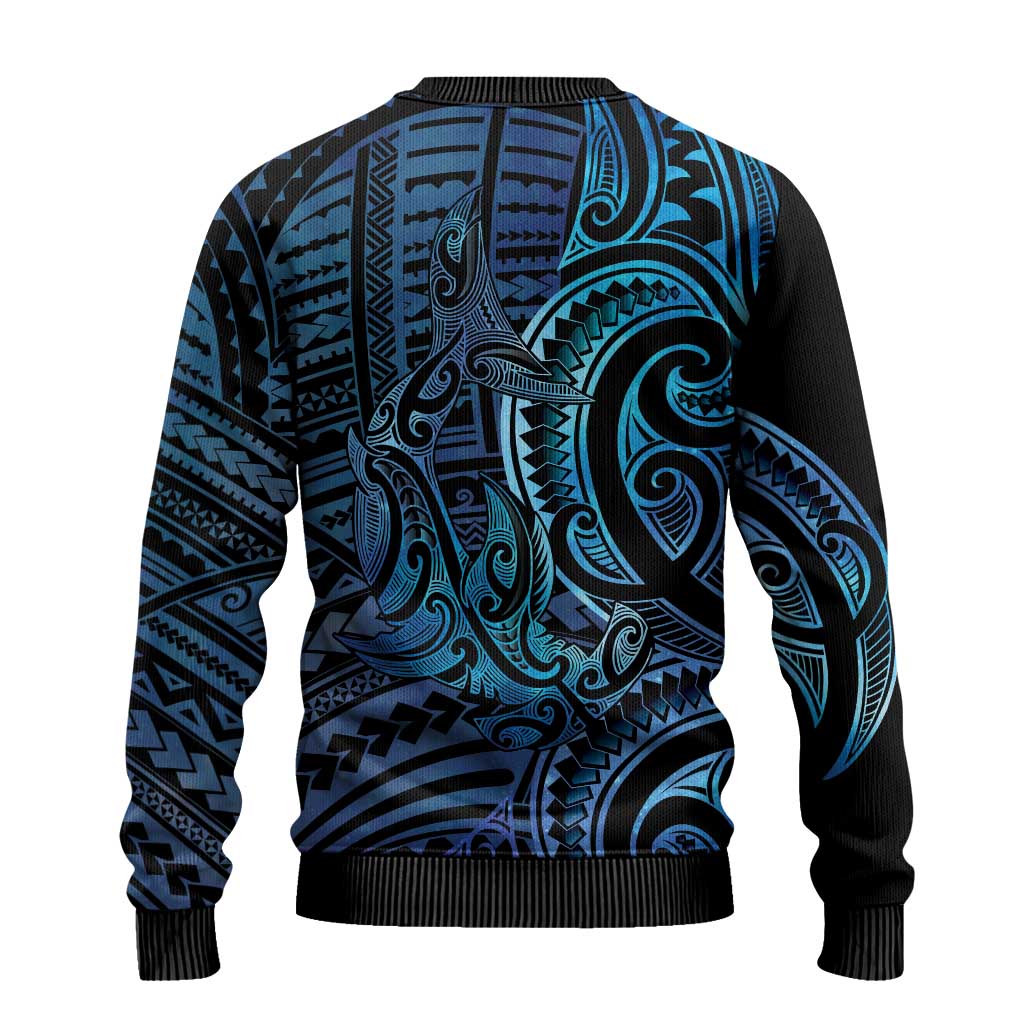Hammerhead Shark Ugly Christmas Sweater Maori Haehae Mangopare Galaxy