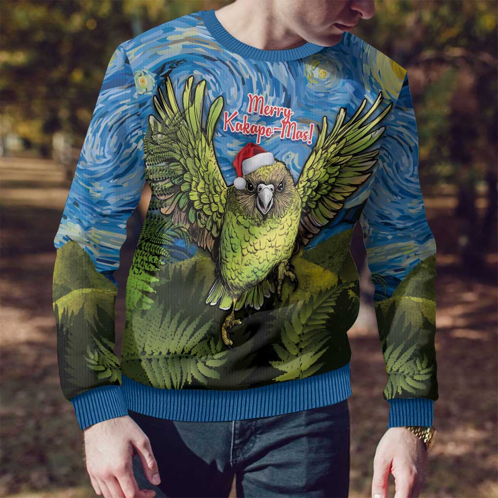 Personalised Jumping Kakapo Christmas Ugly Christmas Sweater New Zealand Fern