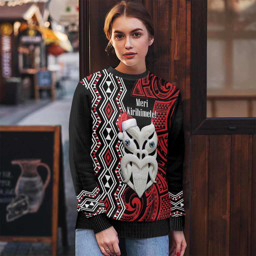 Christmas Ugly Christmas Sweater Meri Kirihimete Maori Wheku - Taniko Art