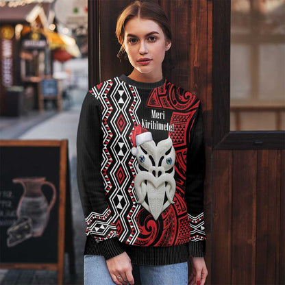 Christmas Ugly Christmas Sweater Meri Kirihimete Maori Wheku - Taniko Art