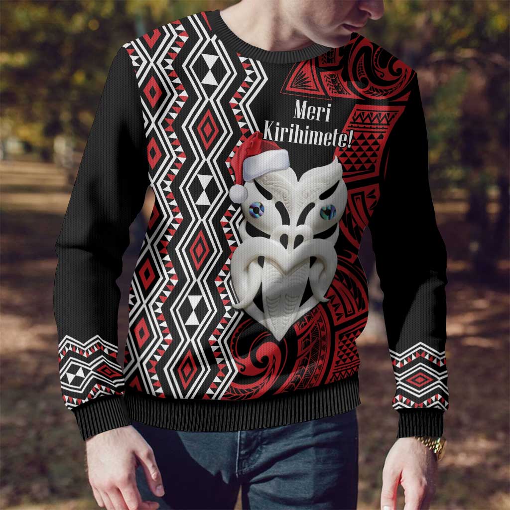 Christmas Ugly Christmas Sweater Meri Kirihimete Maori Wheku - Taniko Art