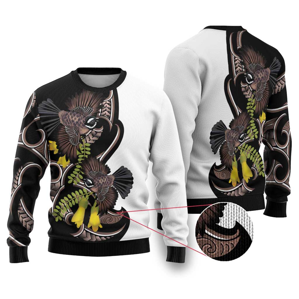 Valentines Day Ugly Christmas Sweater Piwakawaka Lovers Maori Koru Tattoo