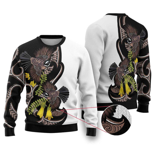 Valentines Day Ugly Christmas Sweater Piwakawaka Lovers Maori Koru Tattoo