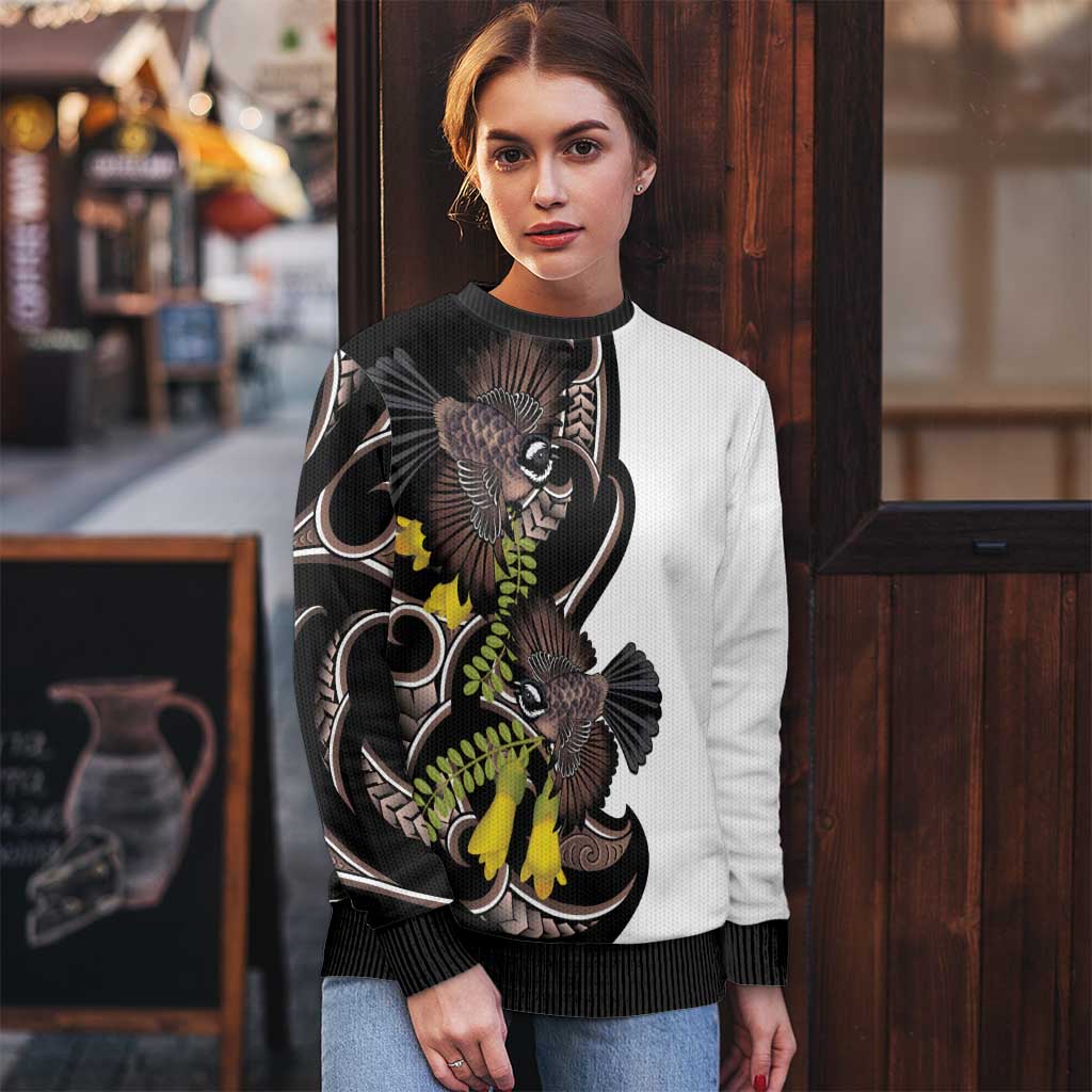 Valentines Day Ugly Christmas Sweater Piwakawaka Lovers Maori Koru Tattoo