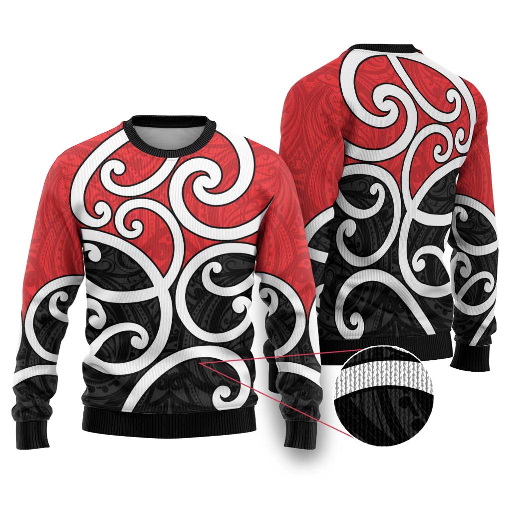 Ugly Christmas Sweater Maori Koru Tino Rangatiratanga Color