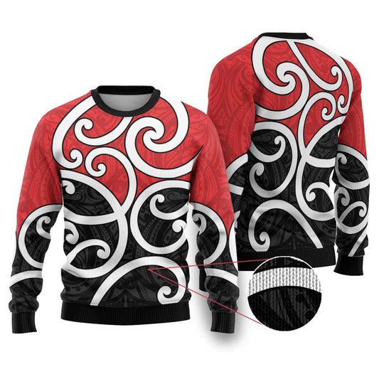 Ugly Christmas Sweater Maori Koru Tino Rangatiratanga Color