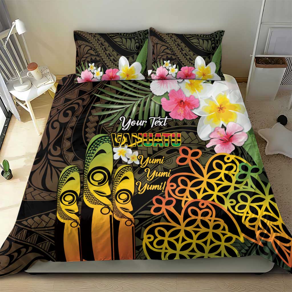 Personalised Vanuatu Independence Day Bedding Set Carving Drum Sand Drawing Turtle