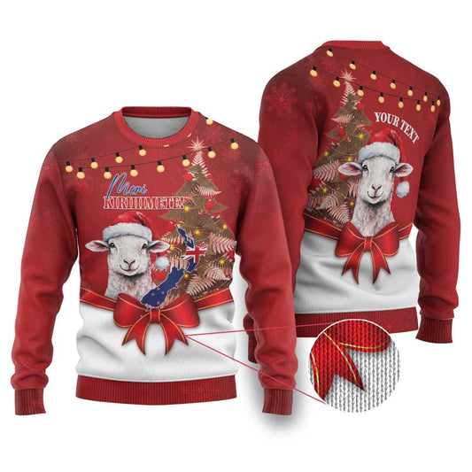 Sheep Christmas Ugly Christmas Sweater Hipi Meri Kirihimete Silver Fern Xmas Tree