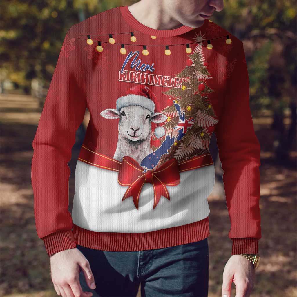 Sheep Christmas Ugly Christmas Sweater Hipi Meri Kirihimete Silver Fern Xmas Tree