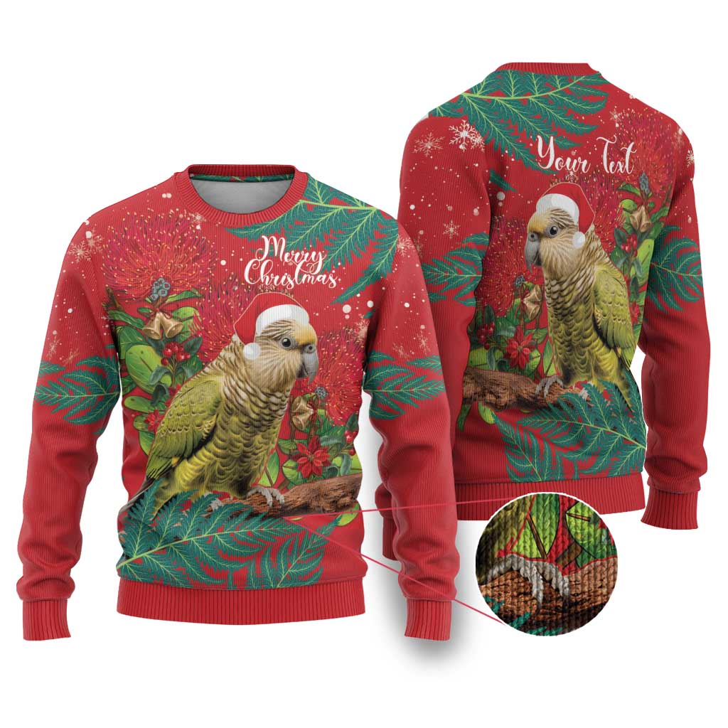 Kakapo Christmas Ugly Christmas Sweater Meri Kirihimete Silver Fern Mix Pohutukawa