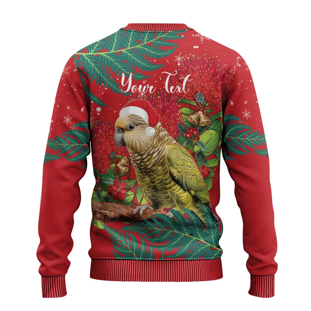 Kakapo Christmas Ugly Christmas Sweater Meri Kirihimete Silver Fern Mix Pohutukawa