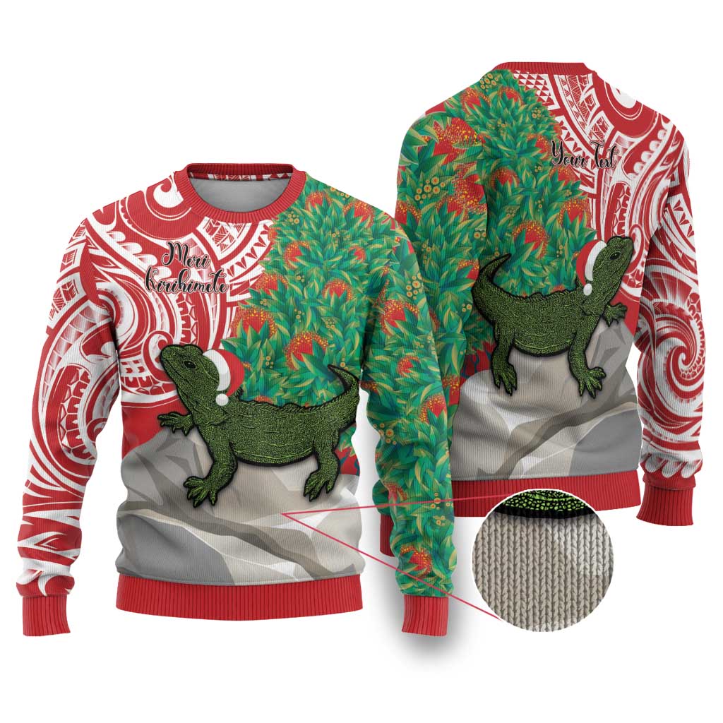 Tuatara Christmas Ugly Christmas Sweater Meri Kirihimete Aotearoa Maori Mix Pohutukawa