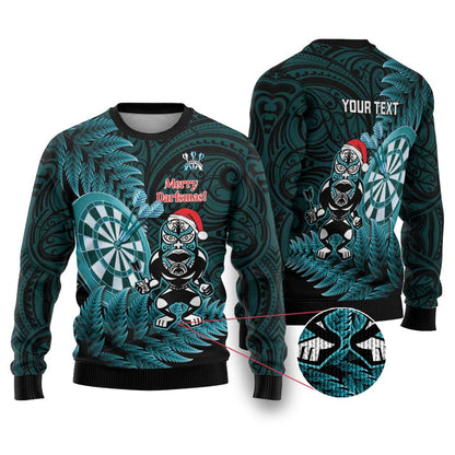 Darts Christmas Ugly Christmas Sweater Maori Fern Merry Dartsmas