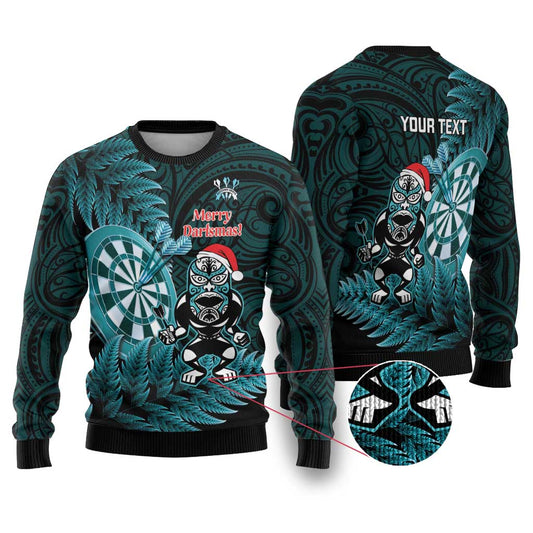 Darts Christmas Ugly Christmas Sweater Maori Fern Merry Dartsmas