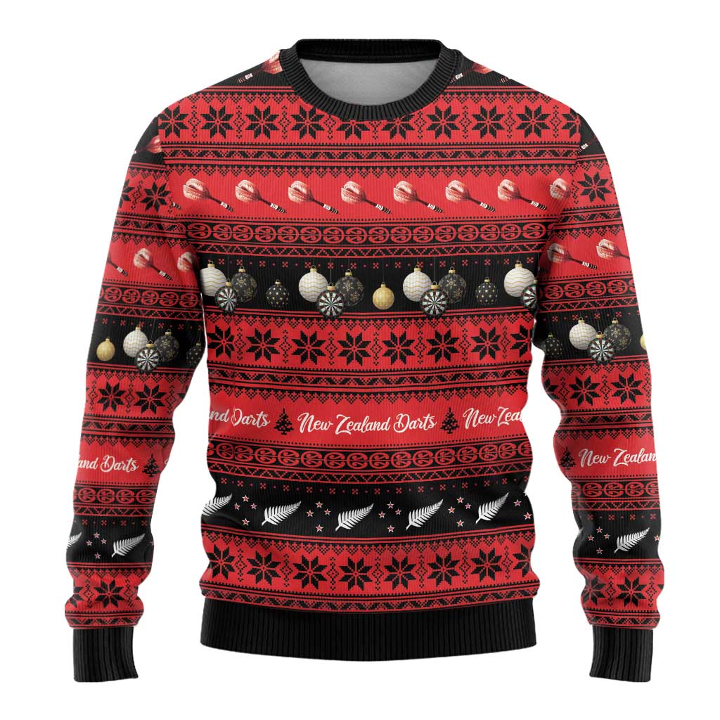 Darts Christmas Ugly Christmas Sweater Merry Xmas Aotearoa Maori Red