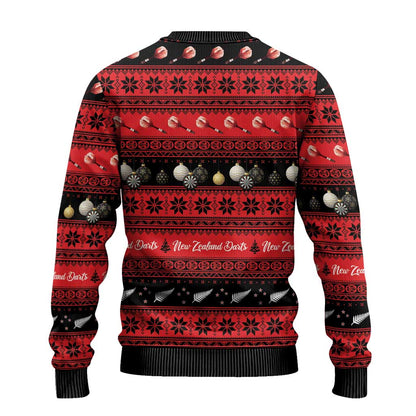 Darts Christmas Ugly Christmas Sweater Merry Xmas Aotearoa Maori Red