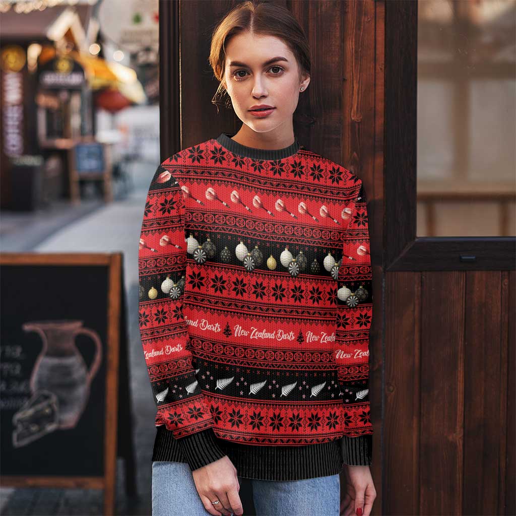 Darts Christmas Ugly Christmas Sweater Merry Xmas Aotearoa Maori Red