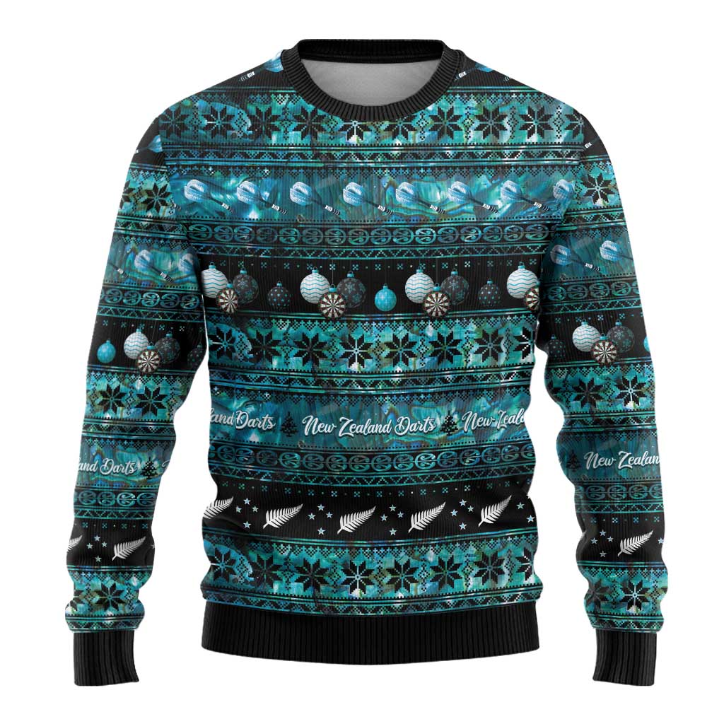 Darts Christmas Ugly Christmas Sweater Merry Xmas Aotearoa Maori Paua Shell