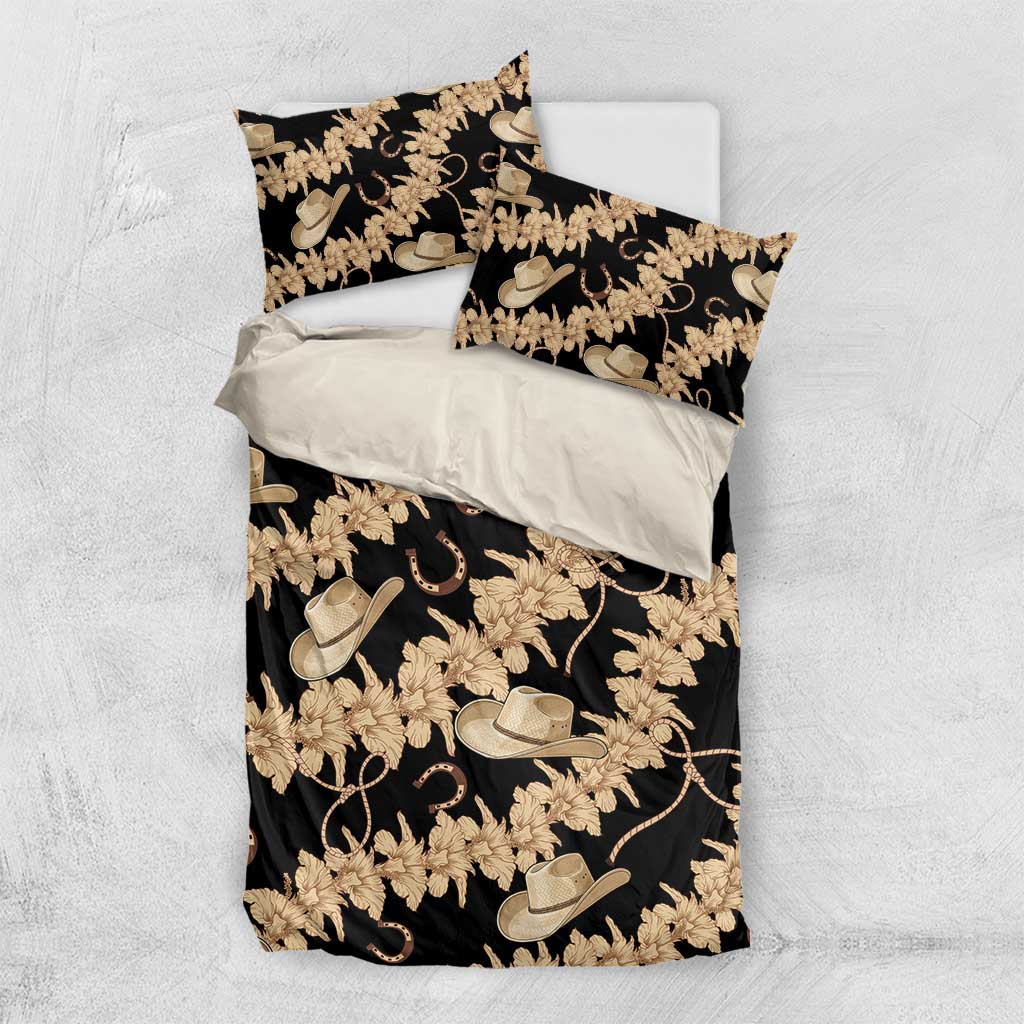 Vanuatu Cowboy Bedding Set Seamless Straw Hats Hibiscus - Polynesian Pride