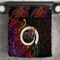 Vanuatu Boar Cowboy Bedding Set Tusk Gradient Polynesian Pattern - Polynesian Pride