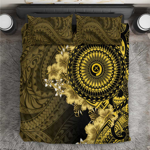 Vanuatu Bedding Set Hibisus Polynesian Pattern Gold - Polynesian Pride