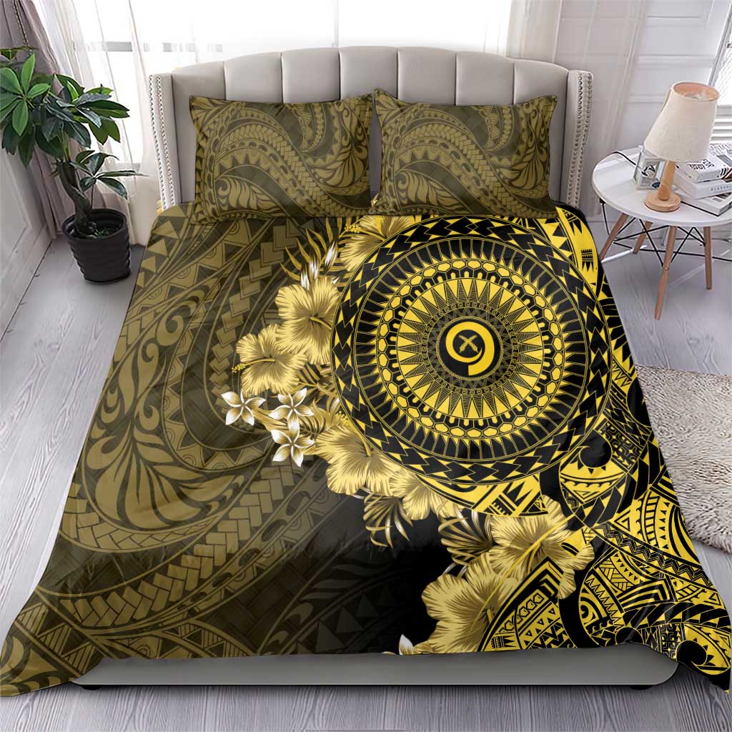 Vanuatu Bedding Set Hibisus Polynesian Pattern Gold - Polynesian Pride