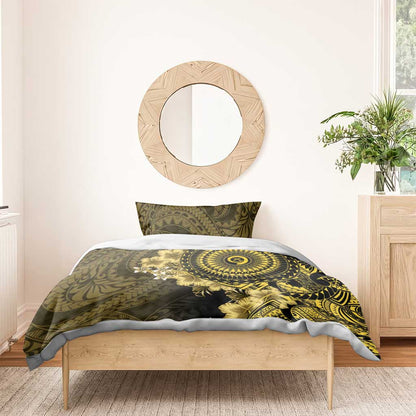 Vanuatu Bedding Set Hibisus Polynesian Pattern Gold - Polynesian Pride