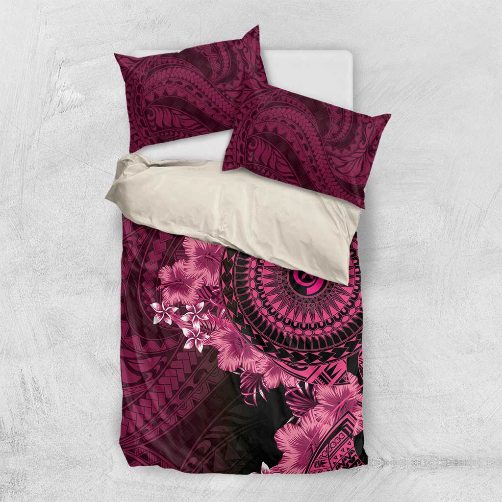 Vanuatu Bedding Set Hibisus Polynesian Pattern Pink - Polynesian Pride