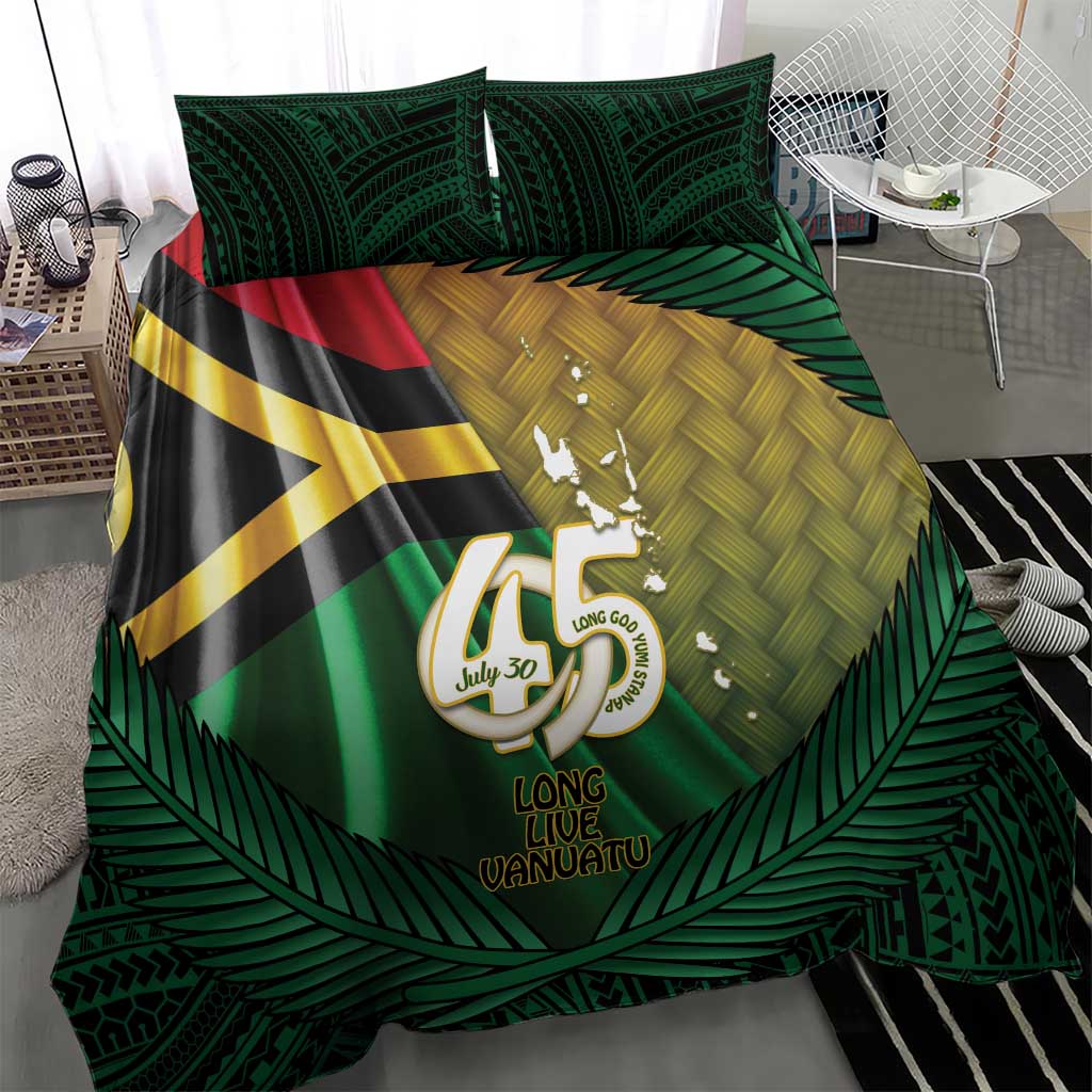 Long Live Vanuatu Independence Day Bedding Set 45th Anniversary Woven Pattern - Polynesian Pride