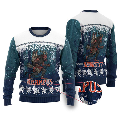 Gruss vom Krampus Christmas Ugly Christmas Sweater Creepy Xmas Devil - Wonder Print Shop