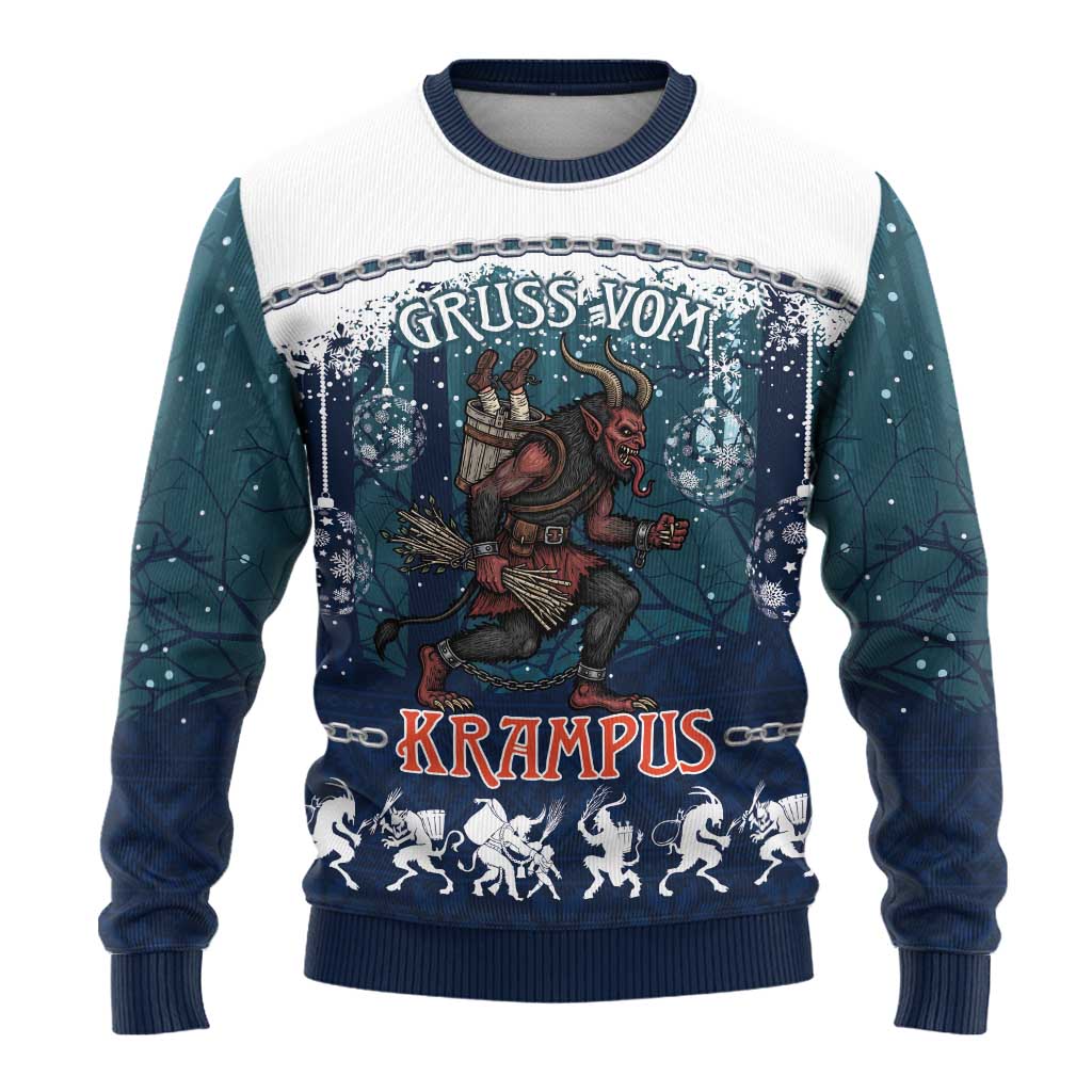 Gruss vom Krampus Christmas Ugly Christmas Sweater Creepy Xmas Devil - Wonder Print Shop