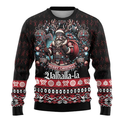 Viking Santa Christmas Ugly Christmas Sweater Valhalla-la Nordic Xmas Spirit - Wonder Print Shop