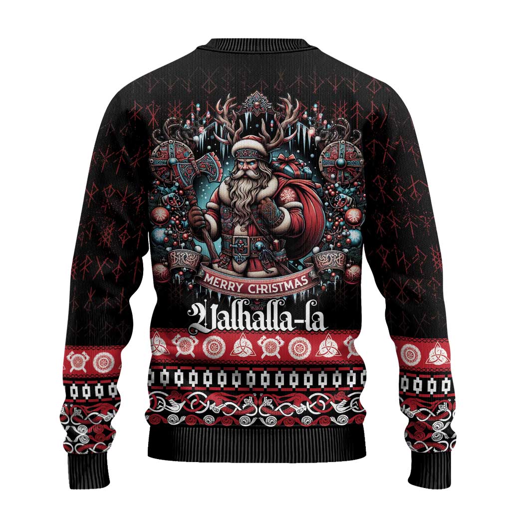 Viking Santa Christmas Ugly Christmas Sweater Valhalla-la Nordic Xmas Spirit - Wonder Print Shop