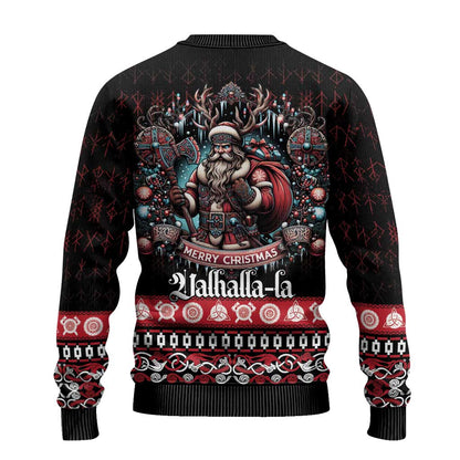 Viking Santa Christmas Ugly Christmas Sweater Valhalla-la Nordic Xmas Spirit - Wonder Print Shop