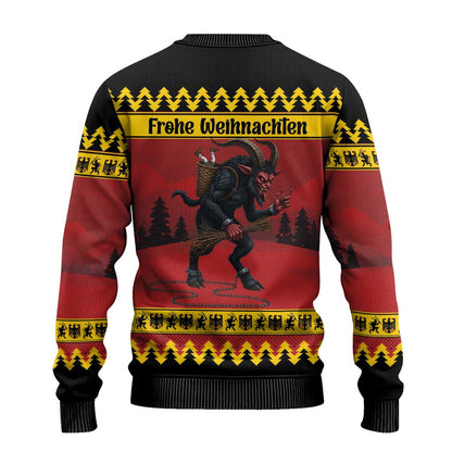 Merry Krampus Germany Ugly Christmas Sweater Frohe Weihnachten - Wonder Print Shop