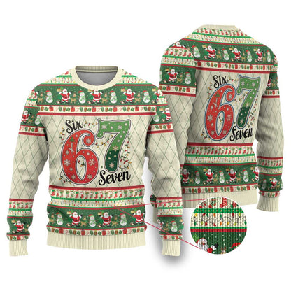 Funny Six Seven 67 Christmas Ugly Christmas Sweater Christmas Santa Patterns - Wonder Print Shop