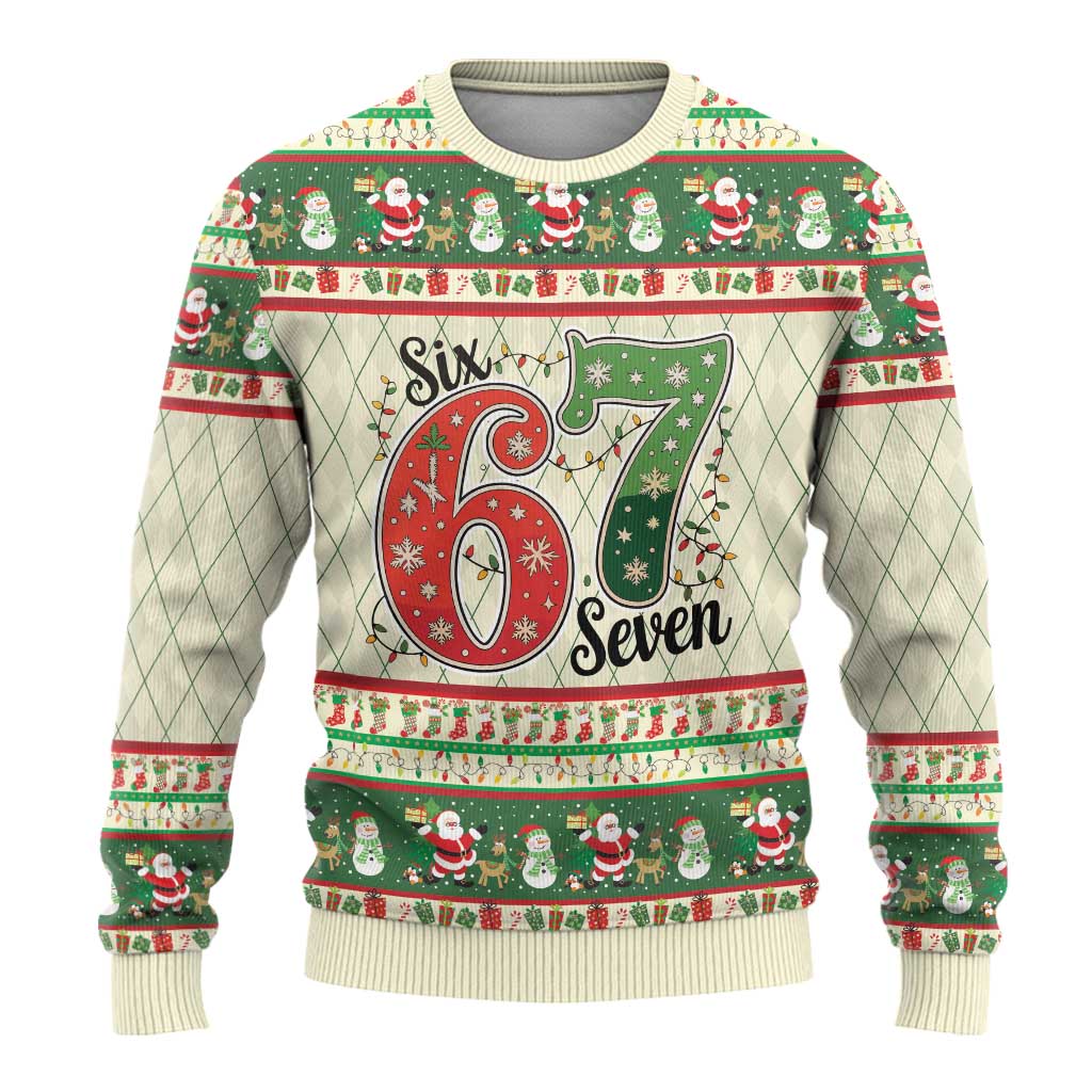 Funny Six Seven 67 Christmas Ugly Christmas Sweater Christmas Santa Patterns - Wonder Print Shop
