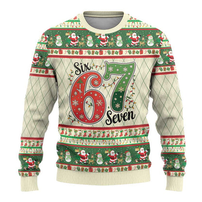 Funny Six Seven 67 Christmas Ugly Christmas Sweater Christmas Santa Patterns - Wonder Print Shop