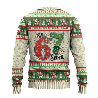 Funny Six Seven 67 Christmas Ugly Christmas Sweater Christmas Santa Patterns - Wonder Print Shop