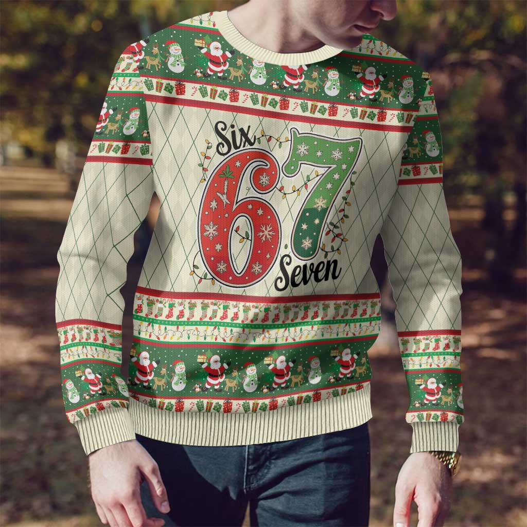 Funny Six Seven 67 Christmas Ugly Christmas Sweater Christmas Santa Patterns - Wonder Print Shop