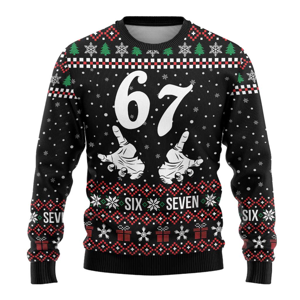 Six Seven Skeleton Hand Christmas Ugly Christmas Sweater Meme Gen Alpha Slang - Wonder Print Shop